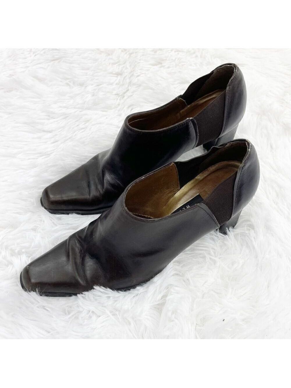 Stuart Weitzman‎ Square Toe Heeled Leather Clogs